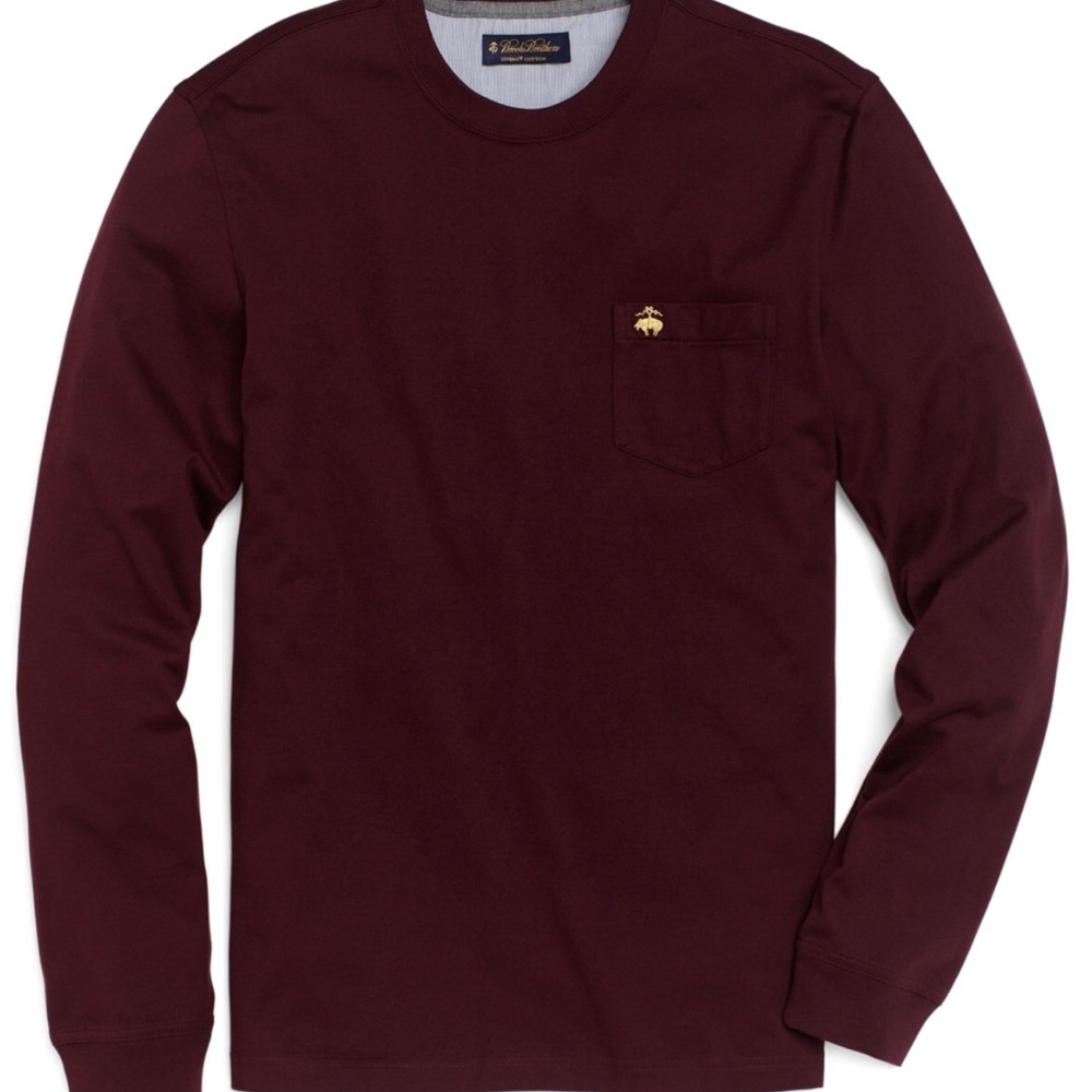 brooks brothers long sleeve pocket tee shirt